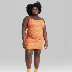 Womens plus size sleeveless woven bodycon dress wild fable orange floral 1X